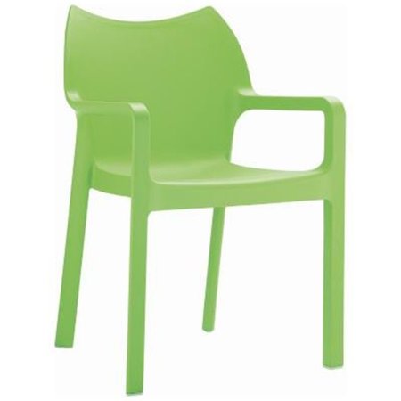 FINEFABRICS Diva Resin Outdoor Dining Arm Chair  Tropical Green - Set of 2, 4PK FI220156